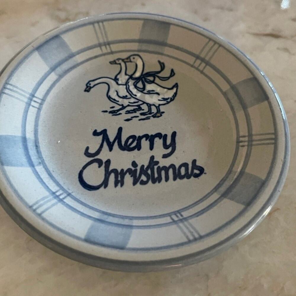Louisville Stoneware Pottery dish Merry Christmas 5” “gaggle of geese”